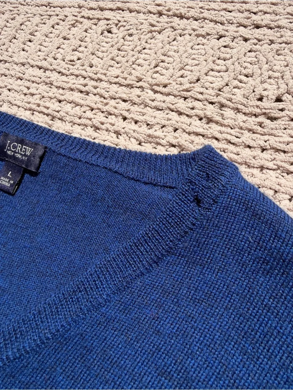 J. Crew Men's Merino Wool V-Neck Sweater in Royal Blue
